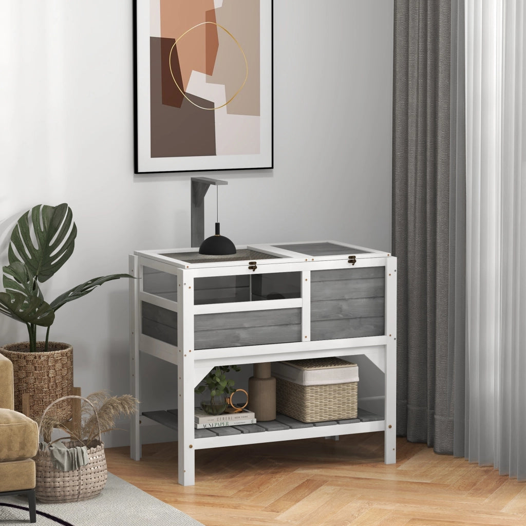 Recinto per tartarughe in legno massello con scaffale ¨C zephmum ¨C 84x51x103 cm