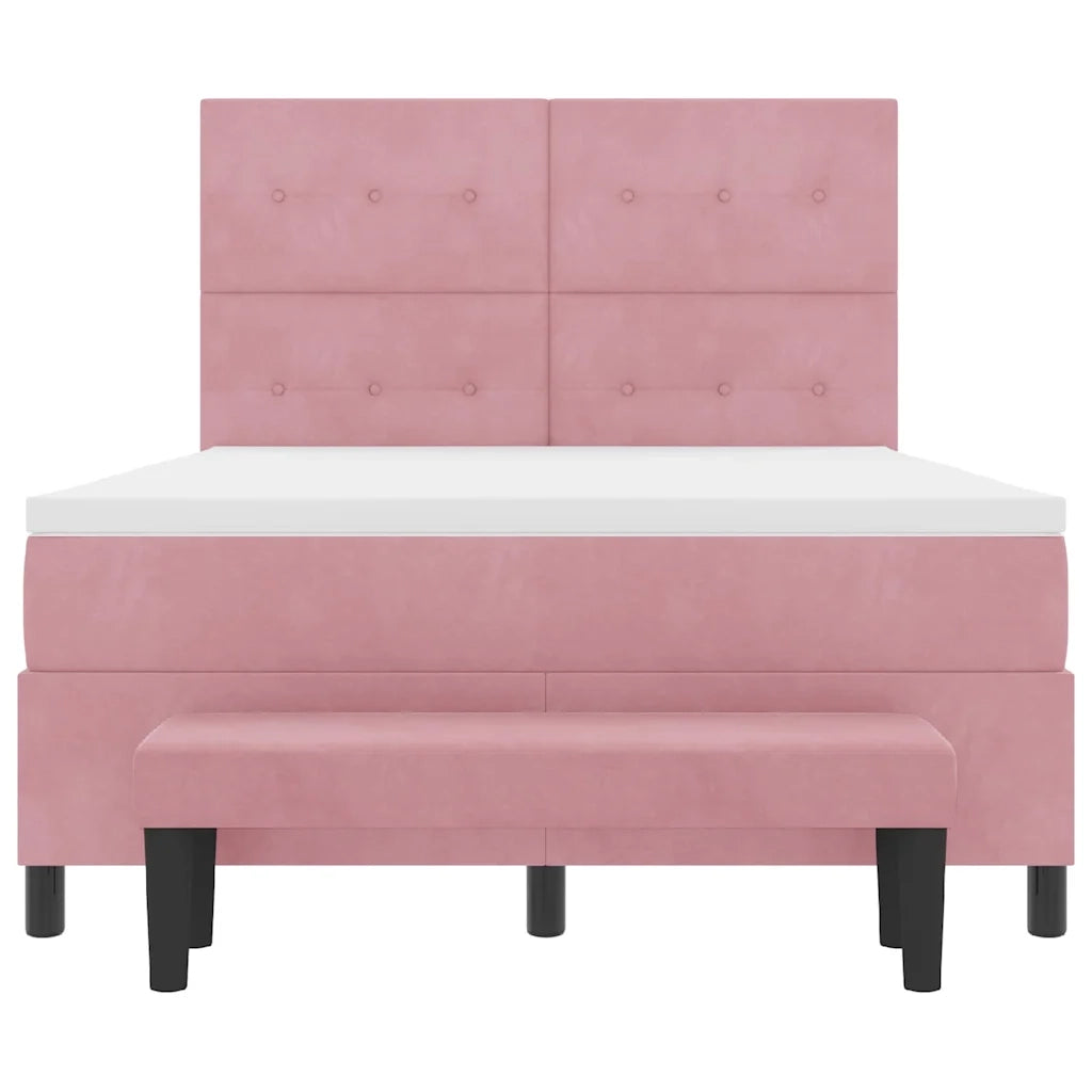 Letto a molle con cuscino Rosa 200 x 140 cm Velluto 3344521