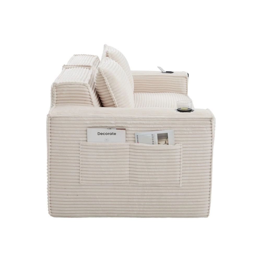 Divano 2 posti ¨C Minimal ¨C in tessuto con tasche laterali e portabibite