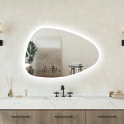 Specchio bagno Asimmetrico 80x55cm Retroilluminato Con Led, Antiappannamento + 3 Luci + Antiappannamento