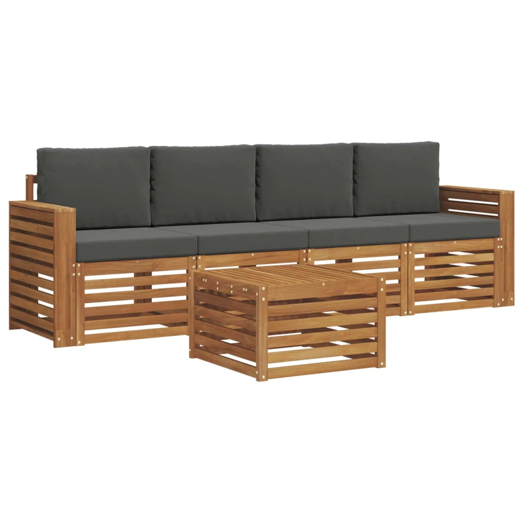 Set di divani da esterno con cuscino 5 pcs Naturale e Antracite