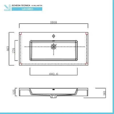 Mobile bagno 80 cm grigio perla lavabo sospeso 100 cm e specchio LED Iside