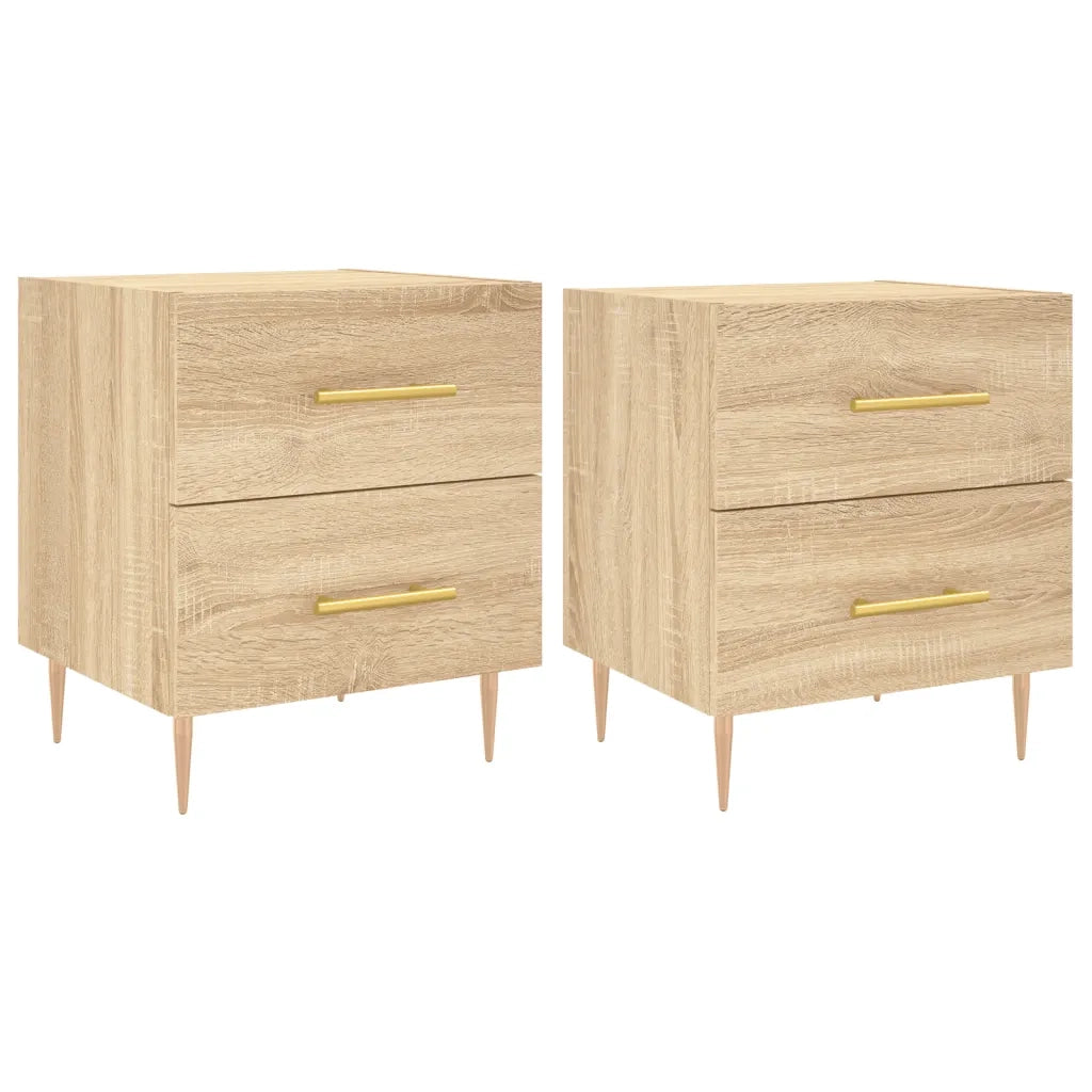 Set di 2 Comodini | Armadio da Notte | Mobiletto da notte Rovere Sonoma 40x35x47,5 cm in Legno Multistrato