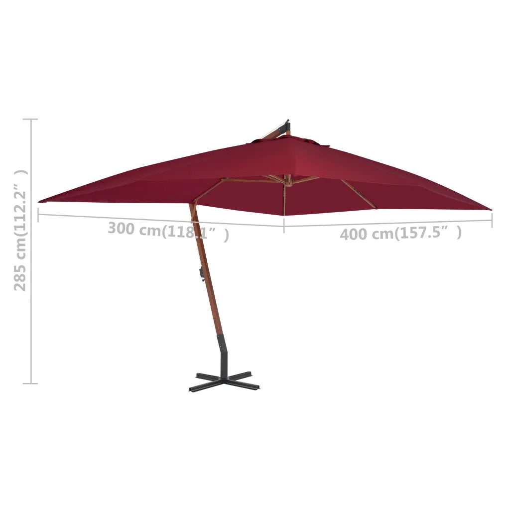 Ombrellone a Sbalzo con Palo in Legno 400x300cm BordÃ²