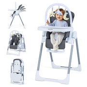 Seggiolone per bambini pieghevole ¨¨ portatile con altezza regolabile, Seggiolone per bambini schienale reclinabile Grigio scuro-Seggioloni