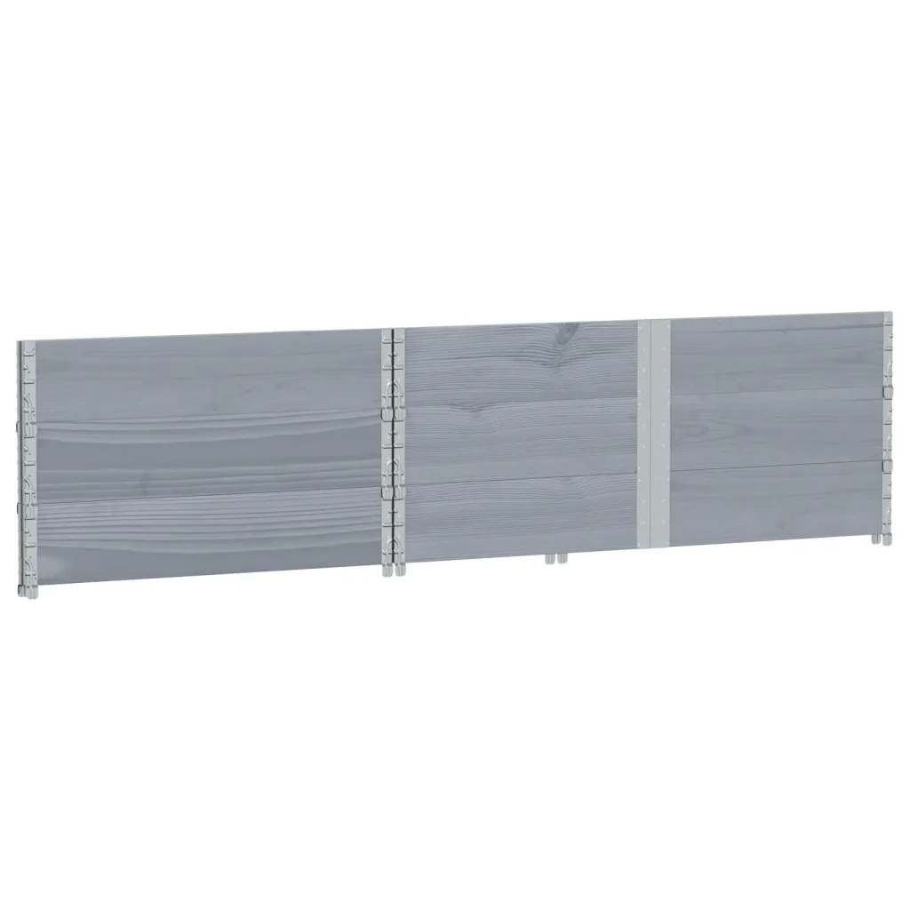 Paretali per Pallet 3pz Grigi 150x100cm Legno Massello di Pino