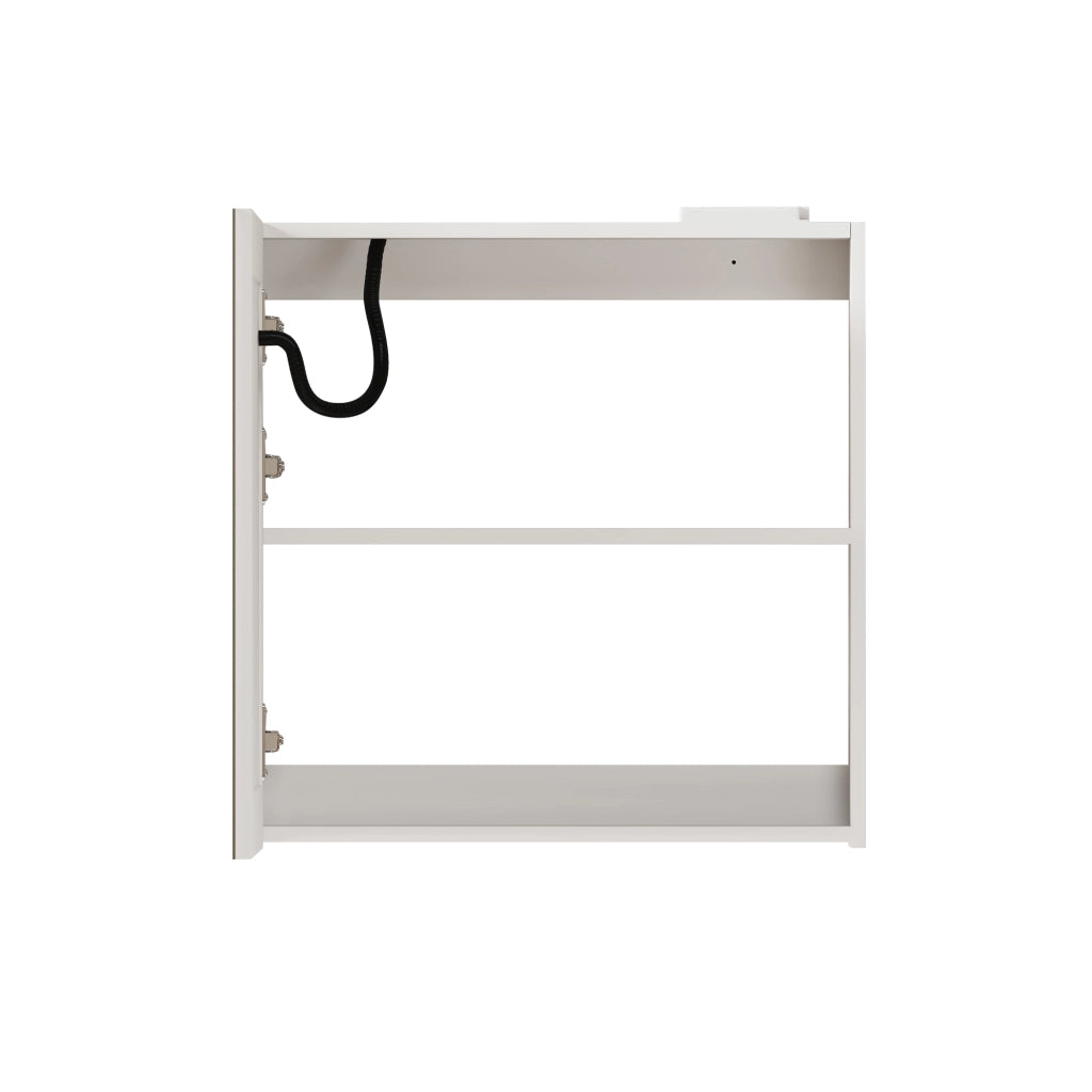 Armadietto a specchio con LED e vani contenitore da parete per bagno soggiorno moderno bianco 72 × 24,5 × 73 cm