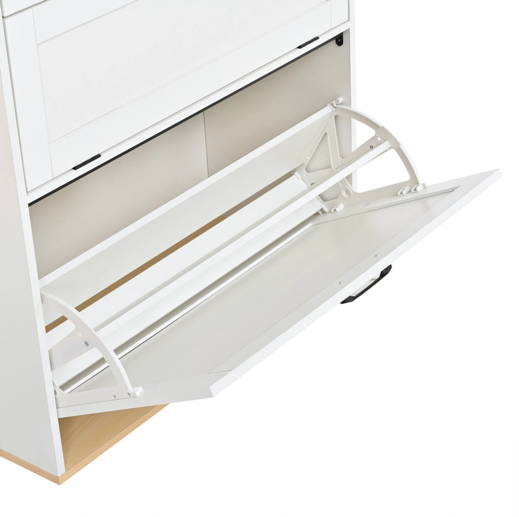 Mobile ingresso modulare 156x36x176 cm con scarpiera; specchio e appendiabiti; bianco e legno