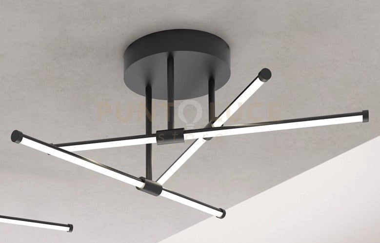 ELIA/PLP N Plafoniera in metallo nero a LED 24W 3000K 1548lm 70cm
