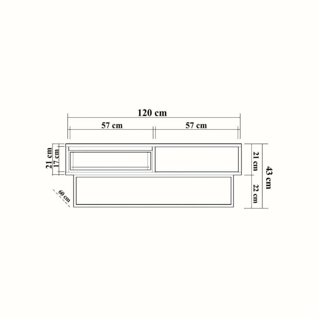 Tavolino da salotto Bard, Tavolo basso da caffè, Portariviste per divano, Ripiano da soggiorno, 120x60h43 cm, Noce e Nero
