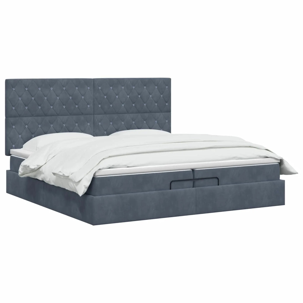 Letto Ottomano con Materasso e LED Grigio Scuro 200 x 200 cm 3458254