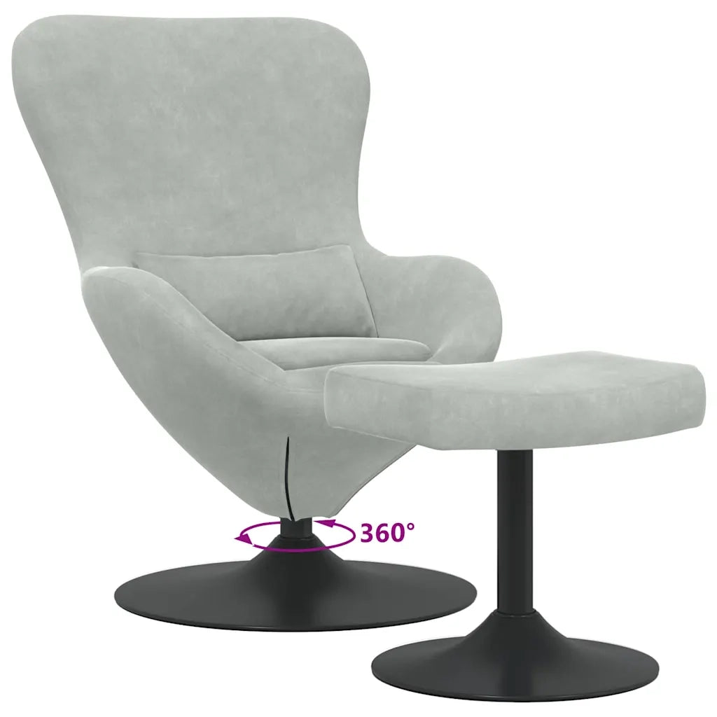 Sedia Egg con Pouf Grigio chiaro Velluto 42002744