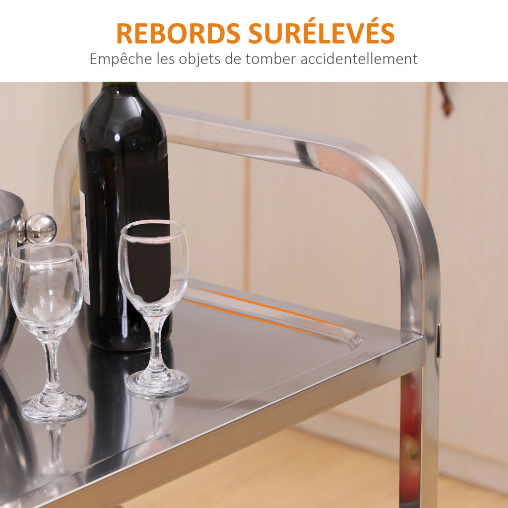 Carrello da cucina a rotelle con 3 ripiani ¨C zephmum ¨C acciaio inossidabile, 90.5x50.5x88.2 cm, argento