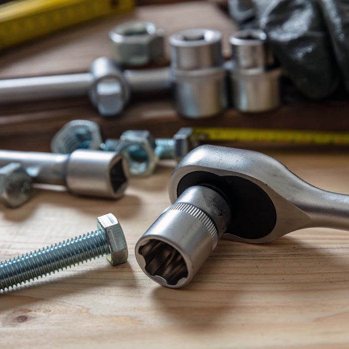 Set di chiavi a bussola 108 pz. Chiavi a cricchetto con attacco 1/2" (12,5mm) e 1/4" (6,3 mm)