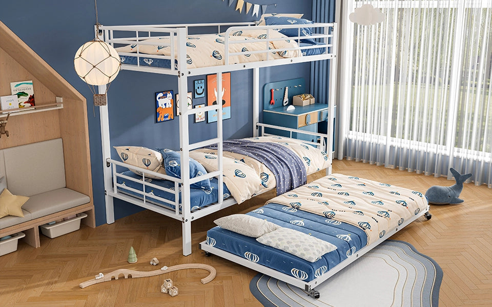 Letto a castello con letto estraibile metallo bianco 90x200cm&90x190cm