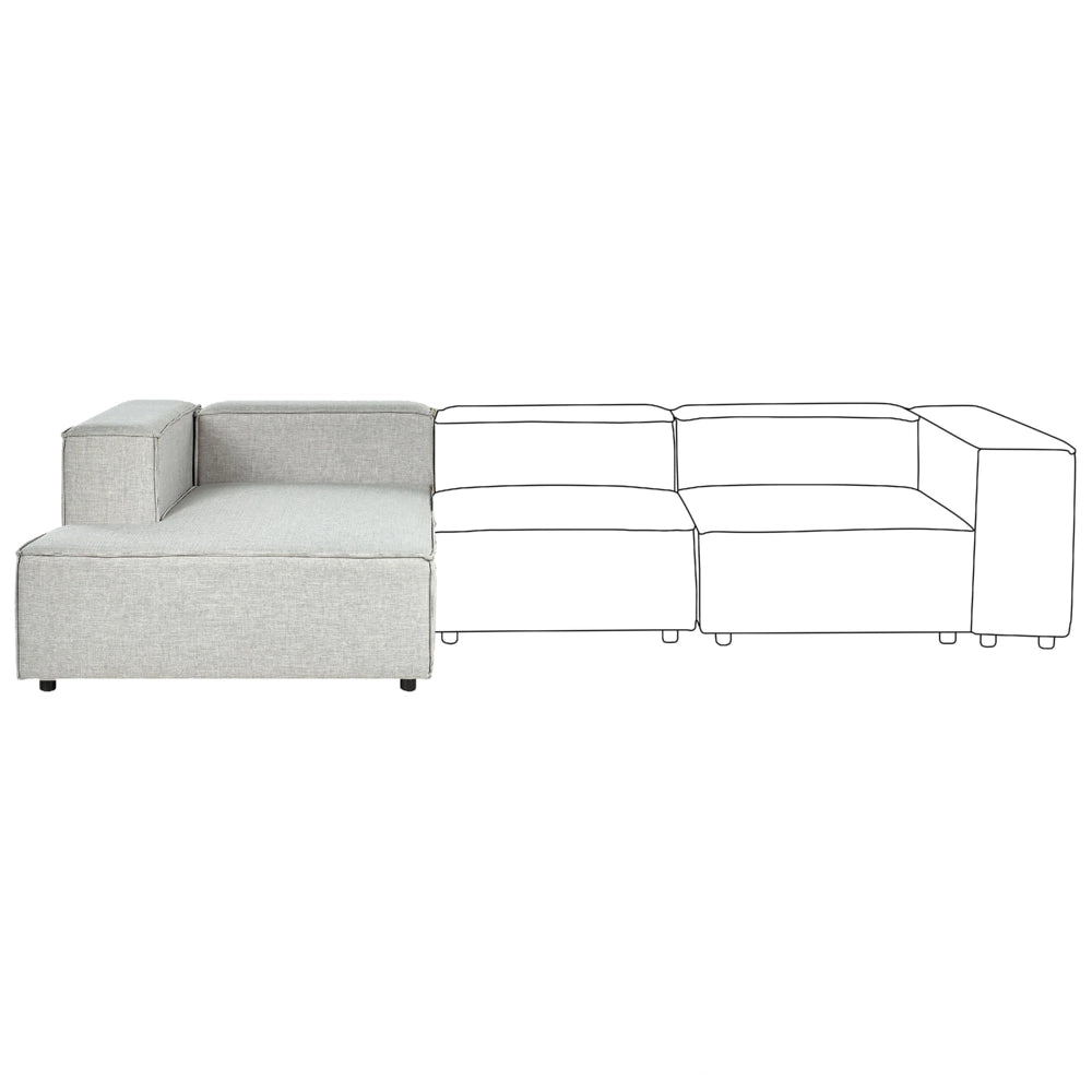 Chaise Lounge lato destro in rivestimento di lino di poliestere grigio soggiorno stile moderno