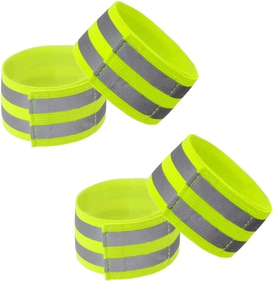 Pacco di 4 Cinturini di Sicurezza Riflettenti - Cinturino Riflettente Adattabile e Cinturino Elastico Riflettente per Corsa all'Aperto - Ciclismo - Escursioni