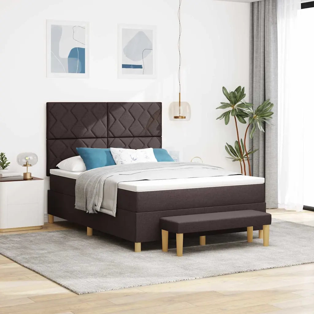 Letto a molle con testiera Marrone scuro 190 x 140 cm Tessuto 3344376