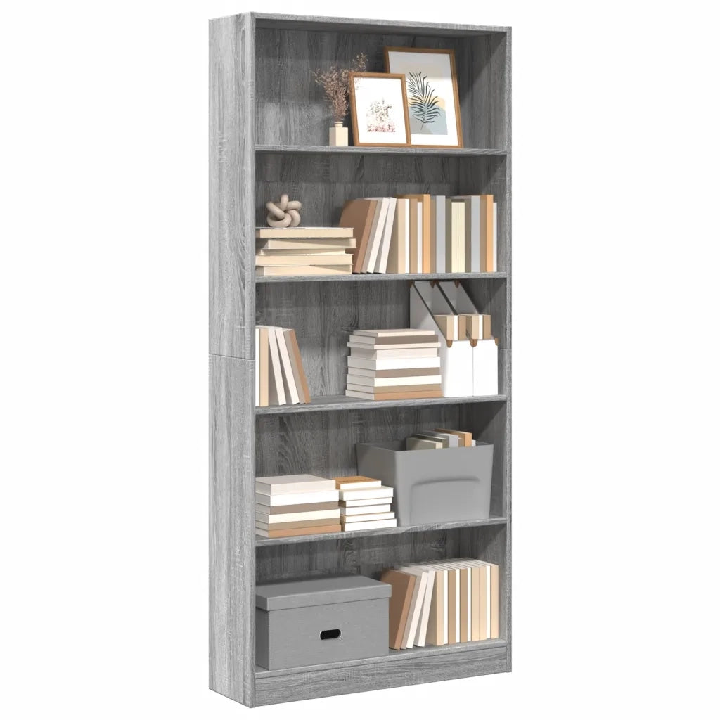 Libreria Grigio Sonoma 80x24x176 cm in Legno Multistrato 857858
