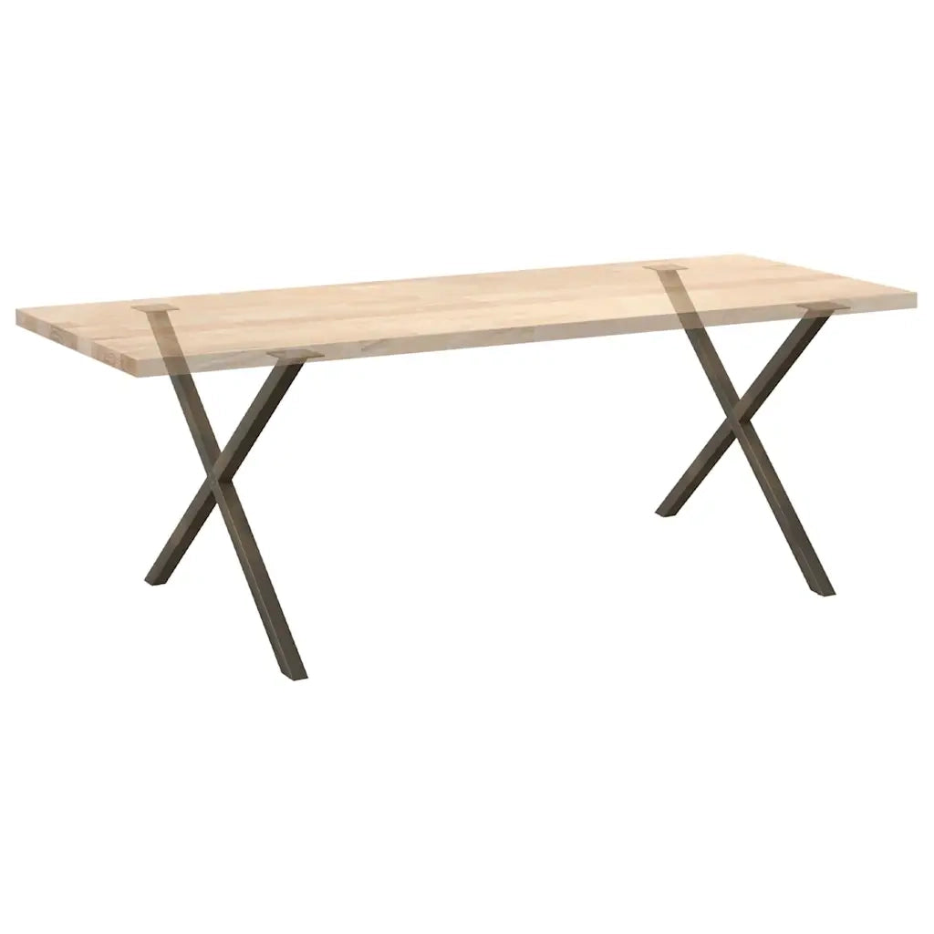 Gambe per tavolo da pranzo a forma di X 2 pz | Piede del tavolo in acciaio naturale 90x(72-73) cm
