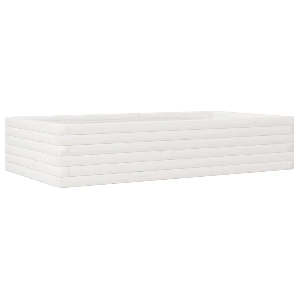 Fioriera rialzata per piante fiori terrazza giardino 110 x 60 x 23 cm legno di pino massiccio bianco 02_0037362