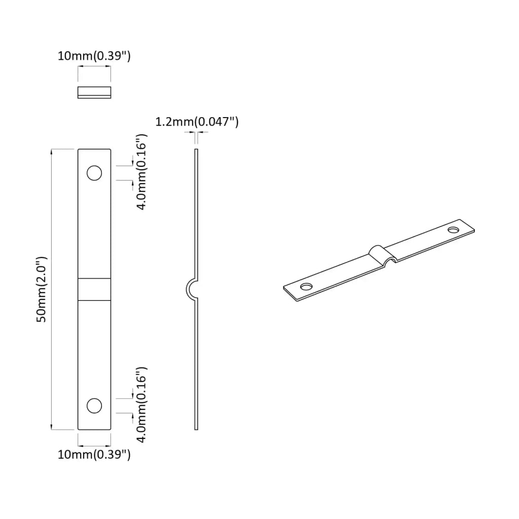 Piastra di impatto 2 pz Argento 50 x 10 x 1,2 mm Ferro CFW9077872