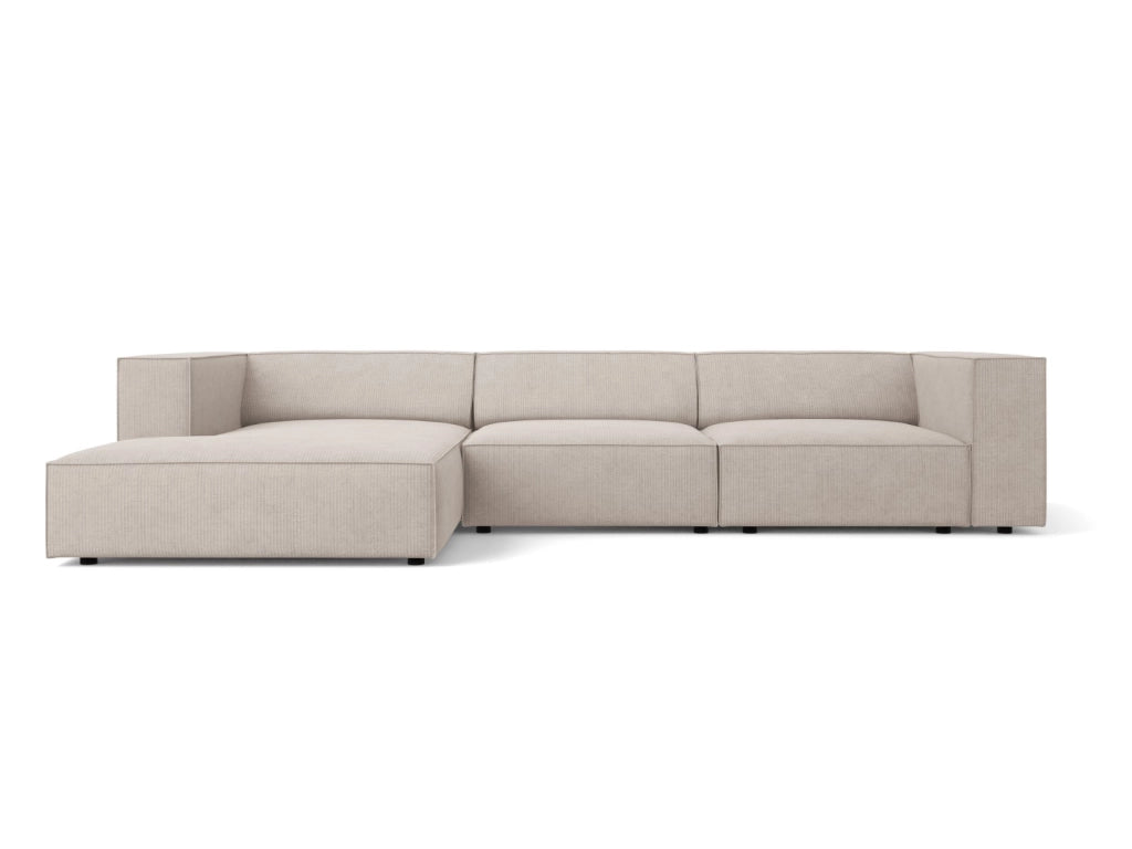 Cosmopolitan Design - Divano angolare sinistro "Arendal" 4 posti in ciniglia con effetto a coste beige scuro 