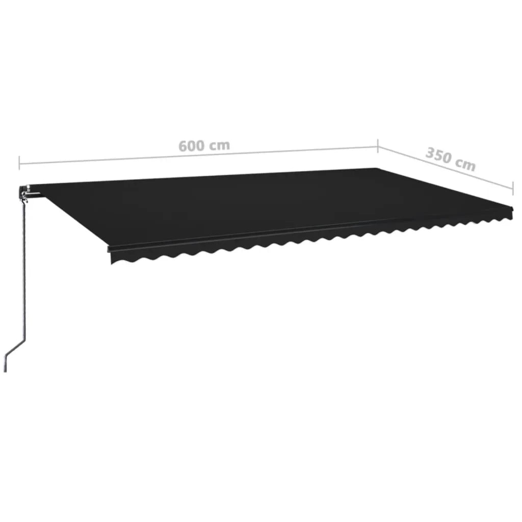 Tenda da Sole Retrattile Manuale con LED 600x350 cm Antracite cod mxl 54721