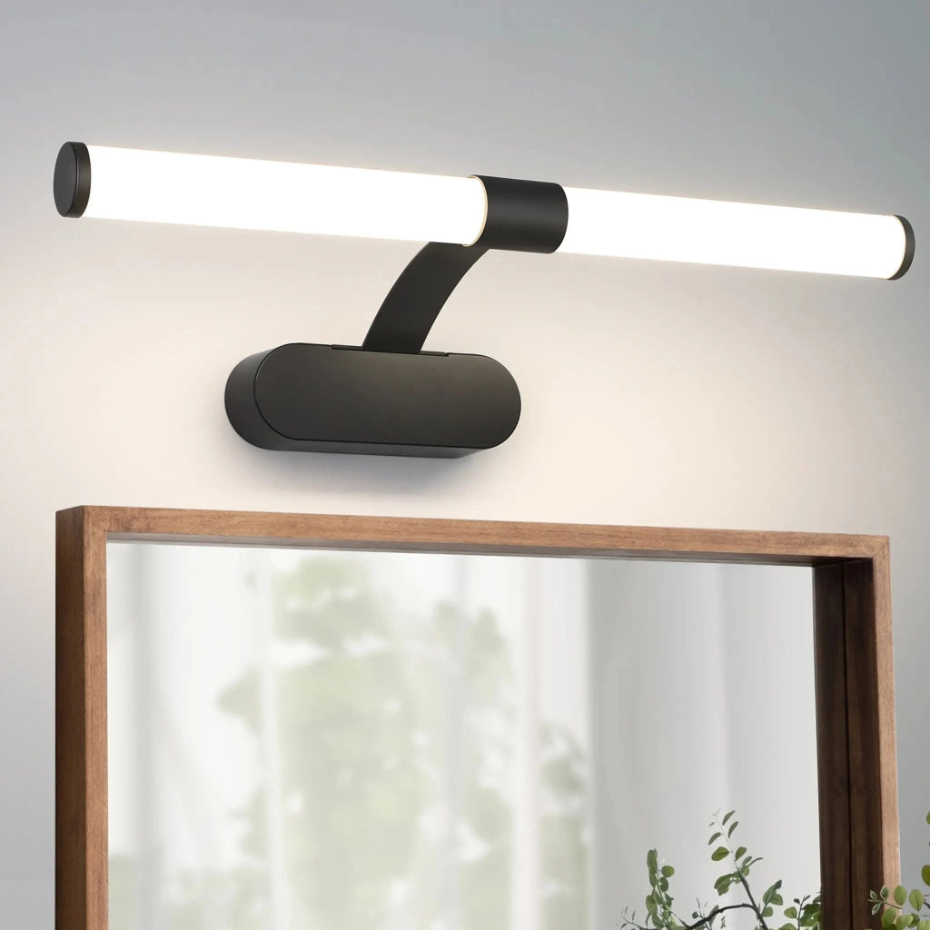 ZMH Lampada da Bagno LED 6W Bianco Neutro 4000K Curva Specchio IP44 Nera 40 cm per Armadietto Illuminazione