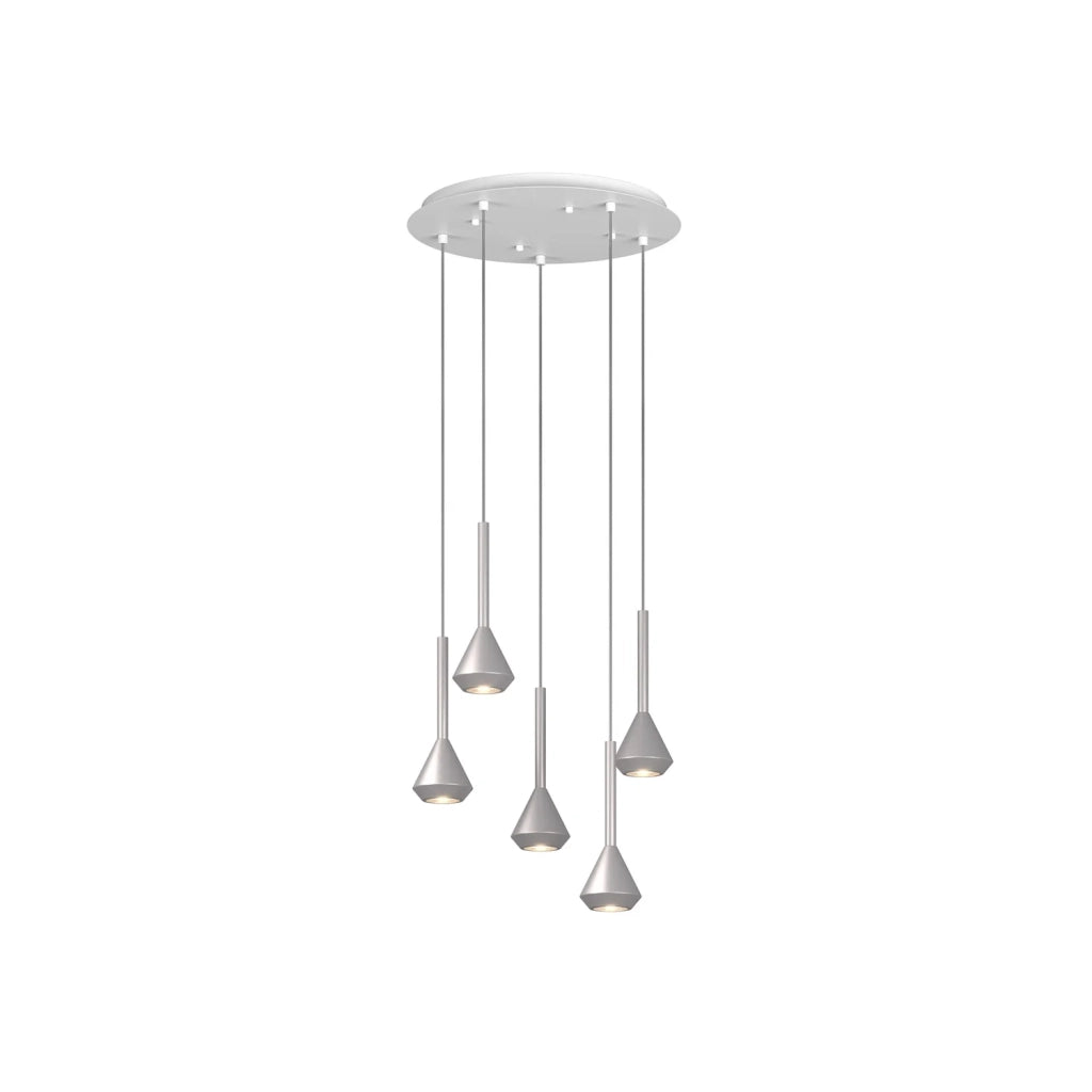 Lampadario Moderno Aygo Metallo Bianco E Alluminio 5 Luci Gu10