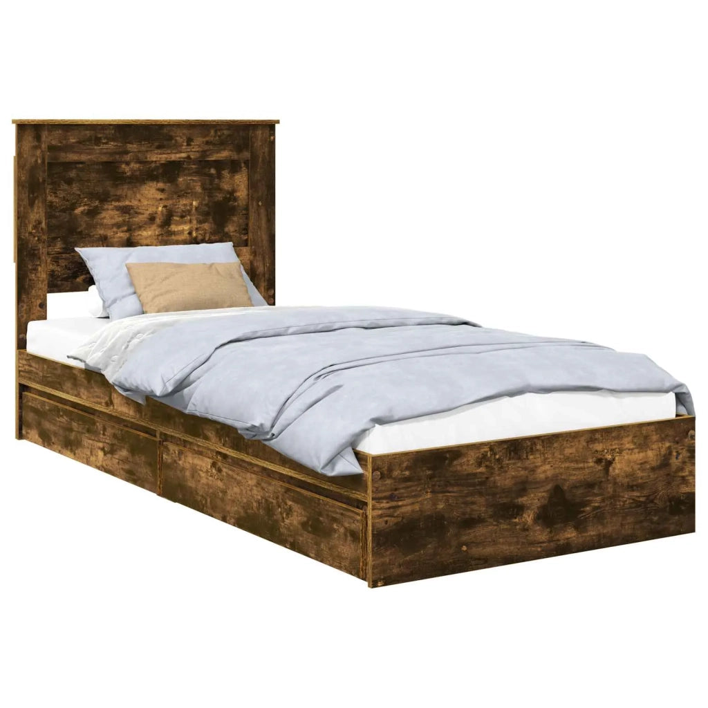 Letto con Contenitore Rovere fumé 90 x 190 cm Legno multistrato
