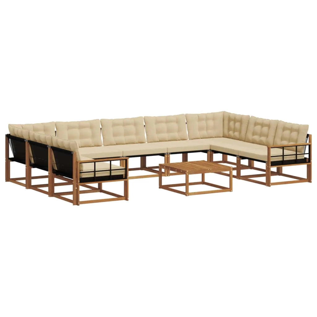 Set di divani da esterno con cuscino 10 pcs Naturale e Beige