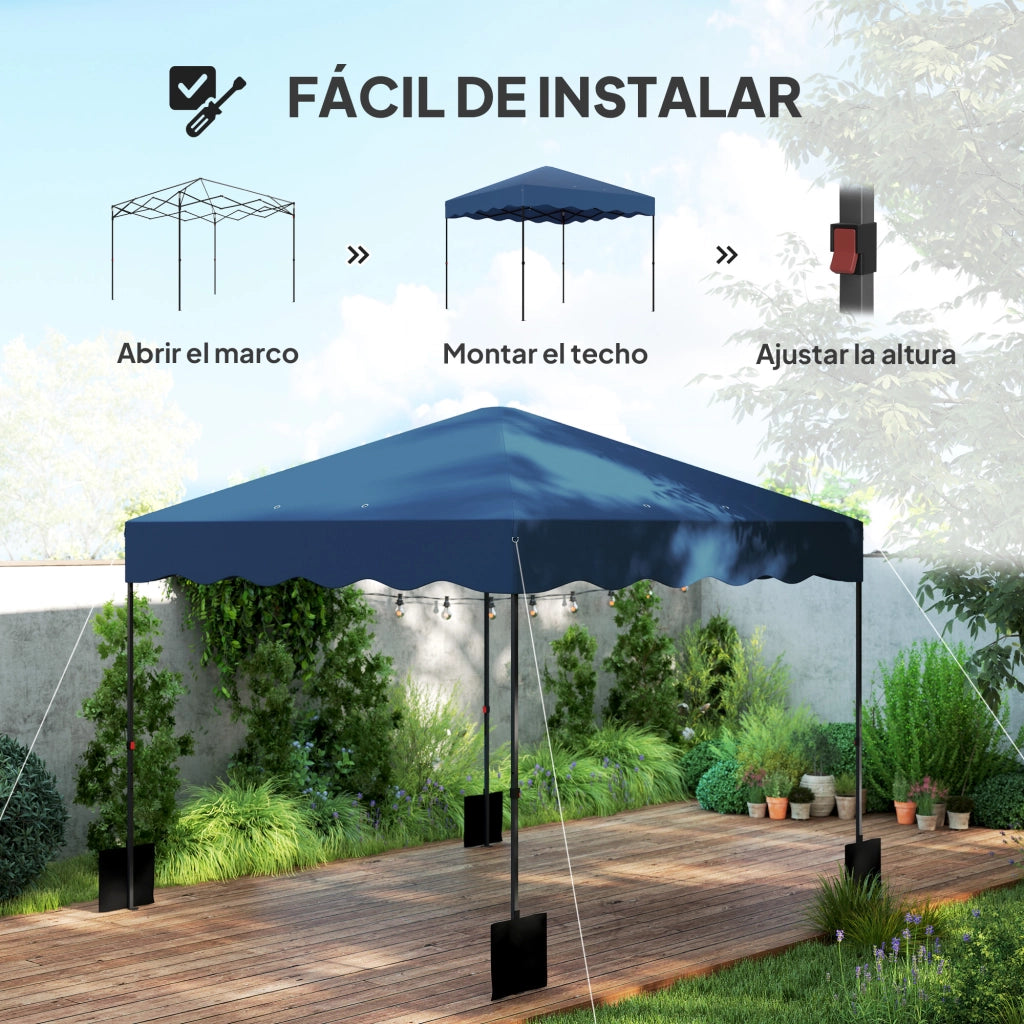 Tenda da Giardino Pieghevole 3x3m ¨C zephmum ¨C Blu Scuro con Protezione UV e Ruote