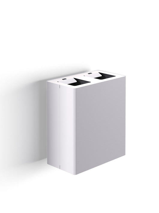 Pattumiera a Muro a 2 Scomparti Totale 40 L 51x28x56 cm con Contenitori Interni in Acciaio Verniciato Bianco