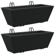Vassoio per fioriera aiuola rialzata piante fiori giardino terrazze con ganci set di 2 resina intrecciata nera 02_0038867