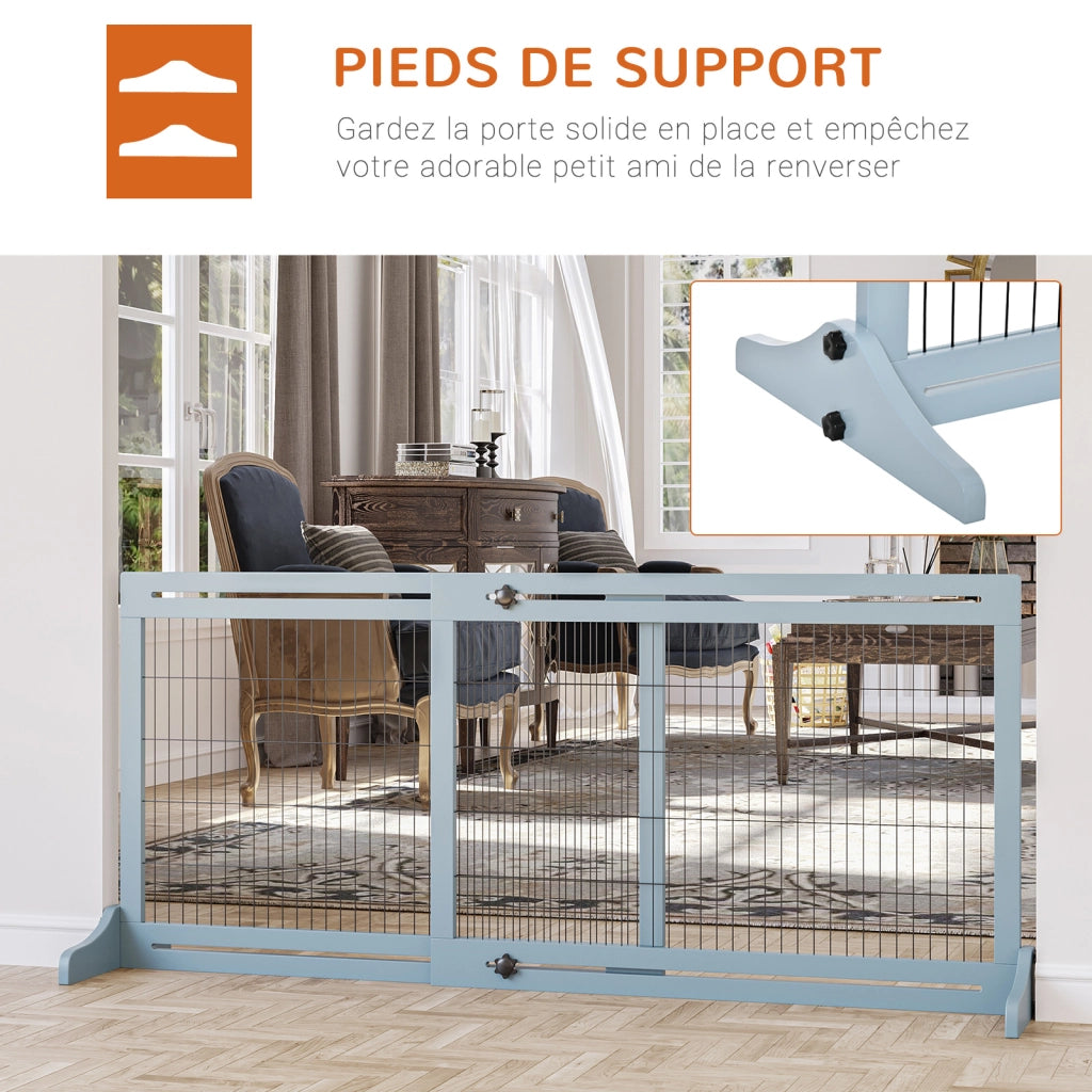 Barriera di sicurezza per cani regolabile ¨C zephmum ¨C 104-180x36x69 cm pino blu grigio