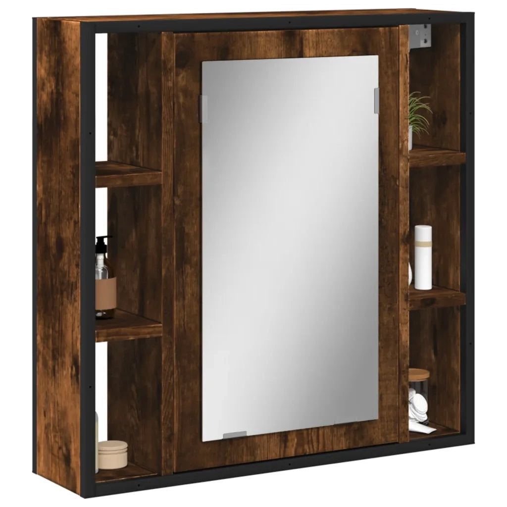 Mobile Bagno Specchio Rovere Fumo 60x16x60 cm Legno Multistratocod mxl 90752