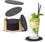 Set di supporti per bicchieri in velluto in design di bambù pratico, contenente 10 pezzi, con supporto in velluto per bicchieri in grigio scuro per bicchieri da tavola.