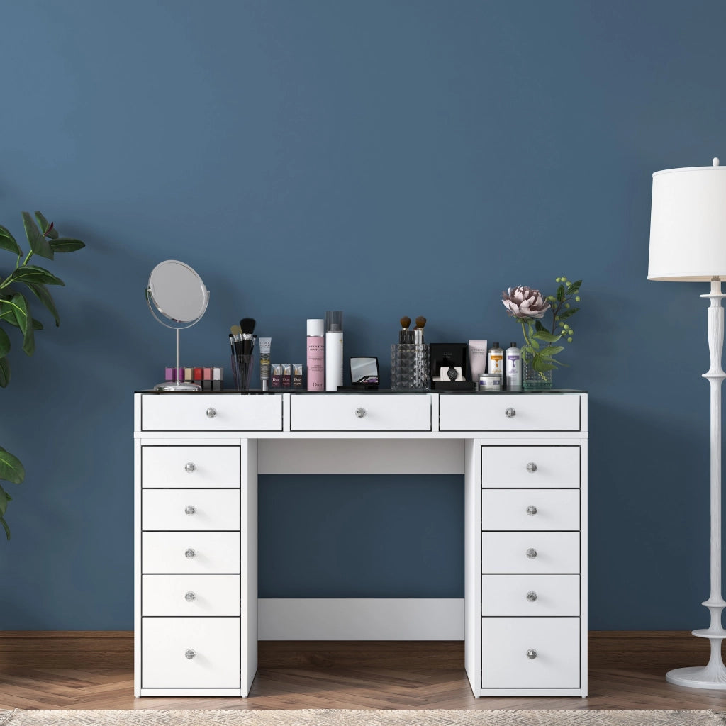 Comodino "Sina" con cassetti in legno incorporati - 120 x 44 x 80 cm - Bianco