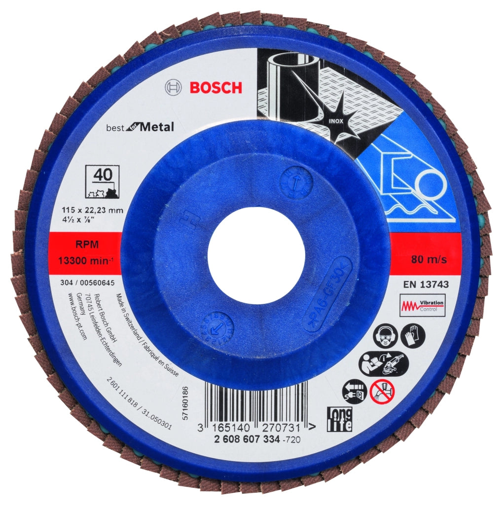 2608607334 - Disco lamellare X571, Best for Metal D : 115 mm- G : 40, diritto