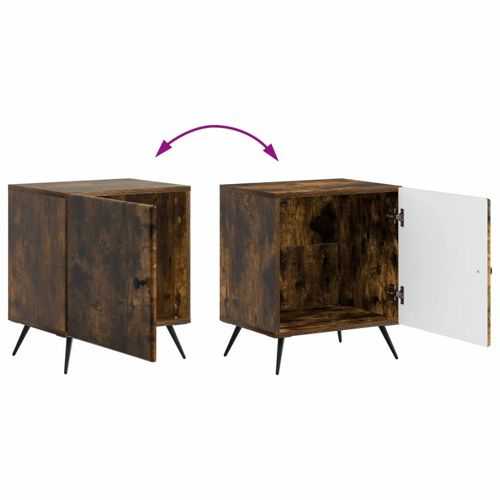 Comodino | Armadio da Notte | Mobiletto da notte Rovere Fumo 43 x 34,5 x 50 cm