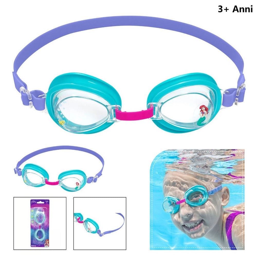 Trade Shop - Occhialini Disney Principessa Ariel Bambini Regolabili Nuoto Piscina Mare Estate -