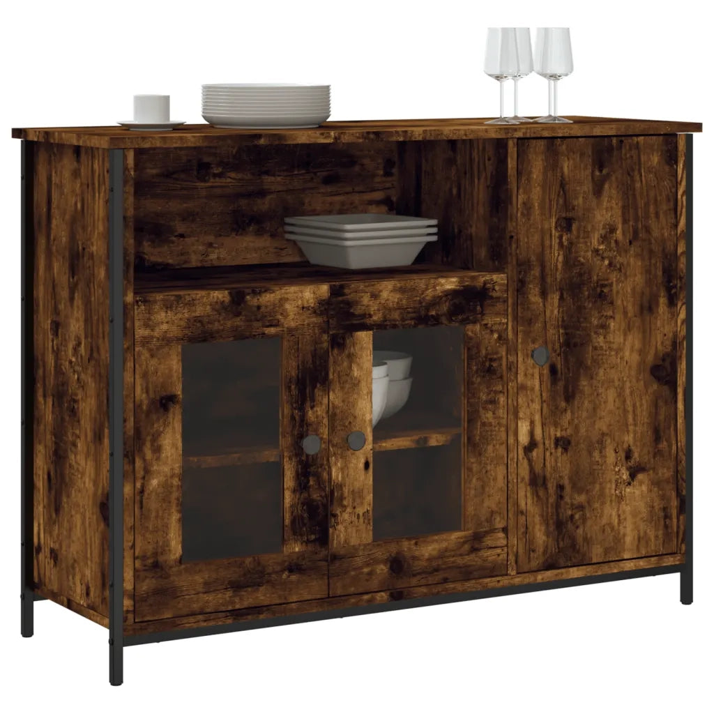 Credenza-Buffet-Armadio da cucina Rovere Fumo 100x35x75 cm in Legno Multistrato