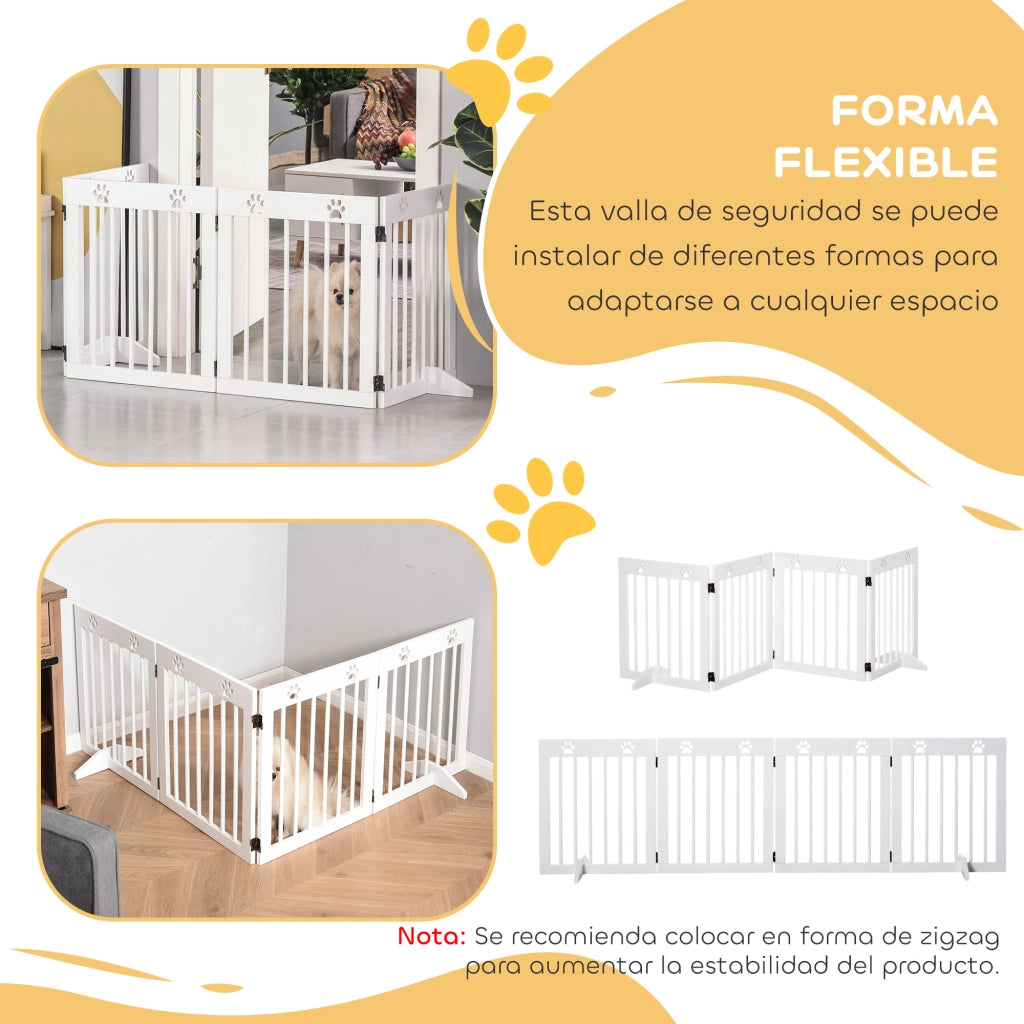 Barriera per Cani Pieghevole 4 Pannelli ¨C Zephmum ¨C Bianco 204x61 cm