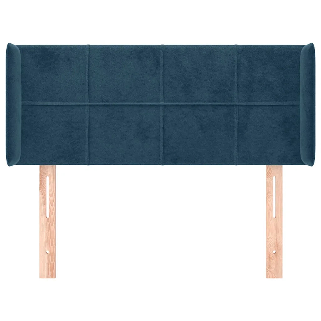 Testiera ad Orecchio-Testata con Orecchie Blu Scuro 103x16x78/88 cm in Velluto 567643