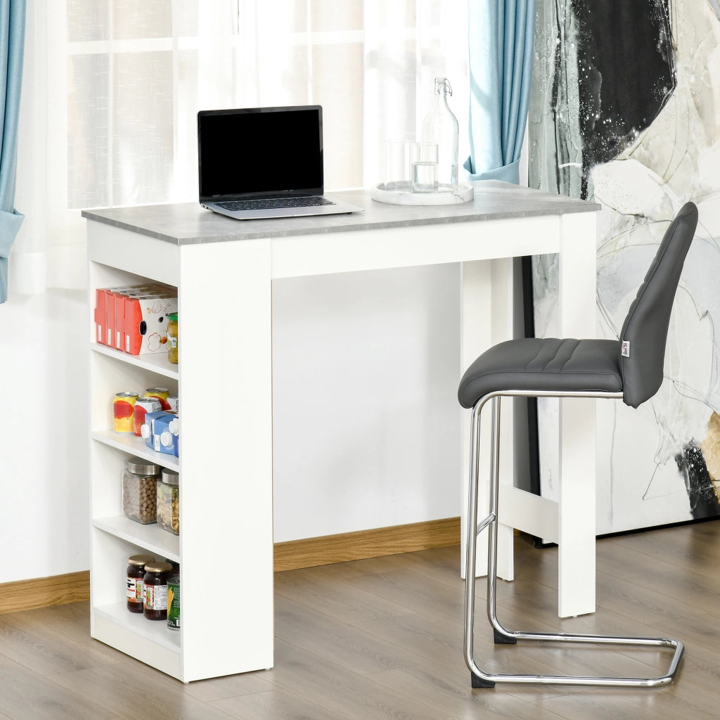 Tavolo da bar con scaffale ¨C Zephmum ¨C Bianco e grigio 115x50x102,7 cm