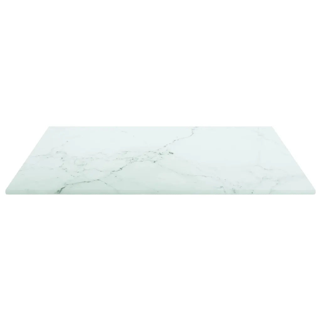 Piano Tavolo Bianco 40x40 cm 6mm Vetro Temperato Aspetto Marmo cod mxl 71346