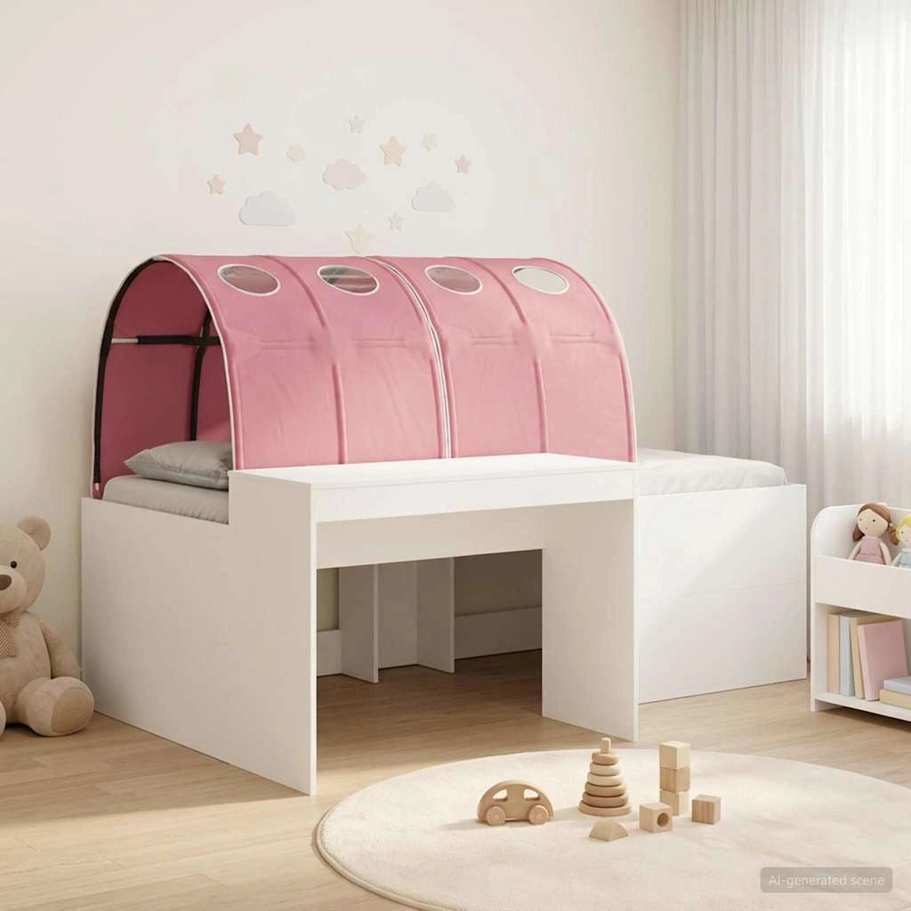 Letto con Tunnel 3 pz Bianco e Rosa Legno ingegnerizzato 3423644