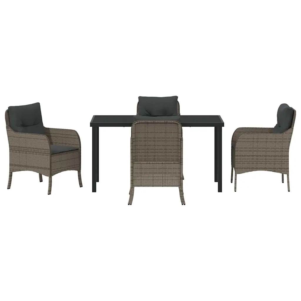 Set da Pranzo per Giardino con cuscino 5 pcs Grigio polyrattan 3380164