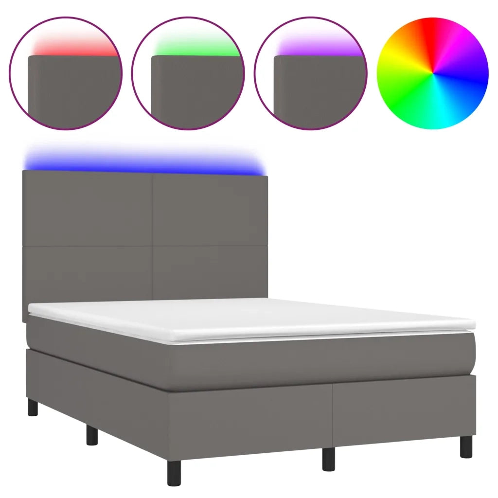 Giroletto Molle con Materasso e LED Grigio 140x190cm Similpelle 3135823